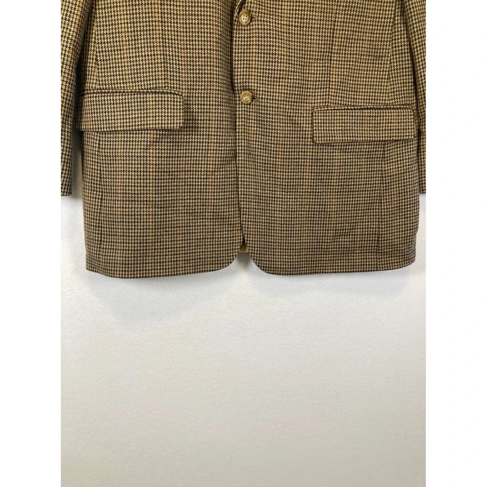 Dark Academia‎ Bert Pulitzer Mens 42L Brown Lambswool Houndstooth Blazer Jacket